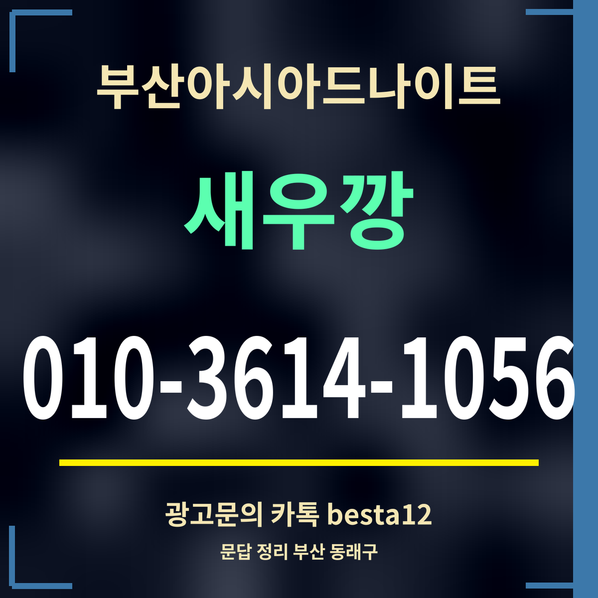 광고 · 부산아시아드나이트 · 새우깡 · 010-3614-1056